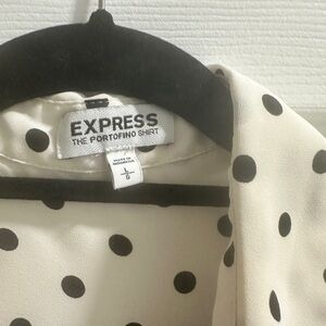 Express Cream and Black Polka Dot Shirt